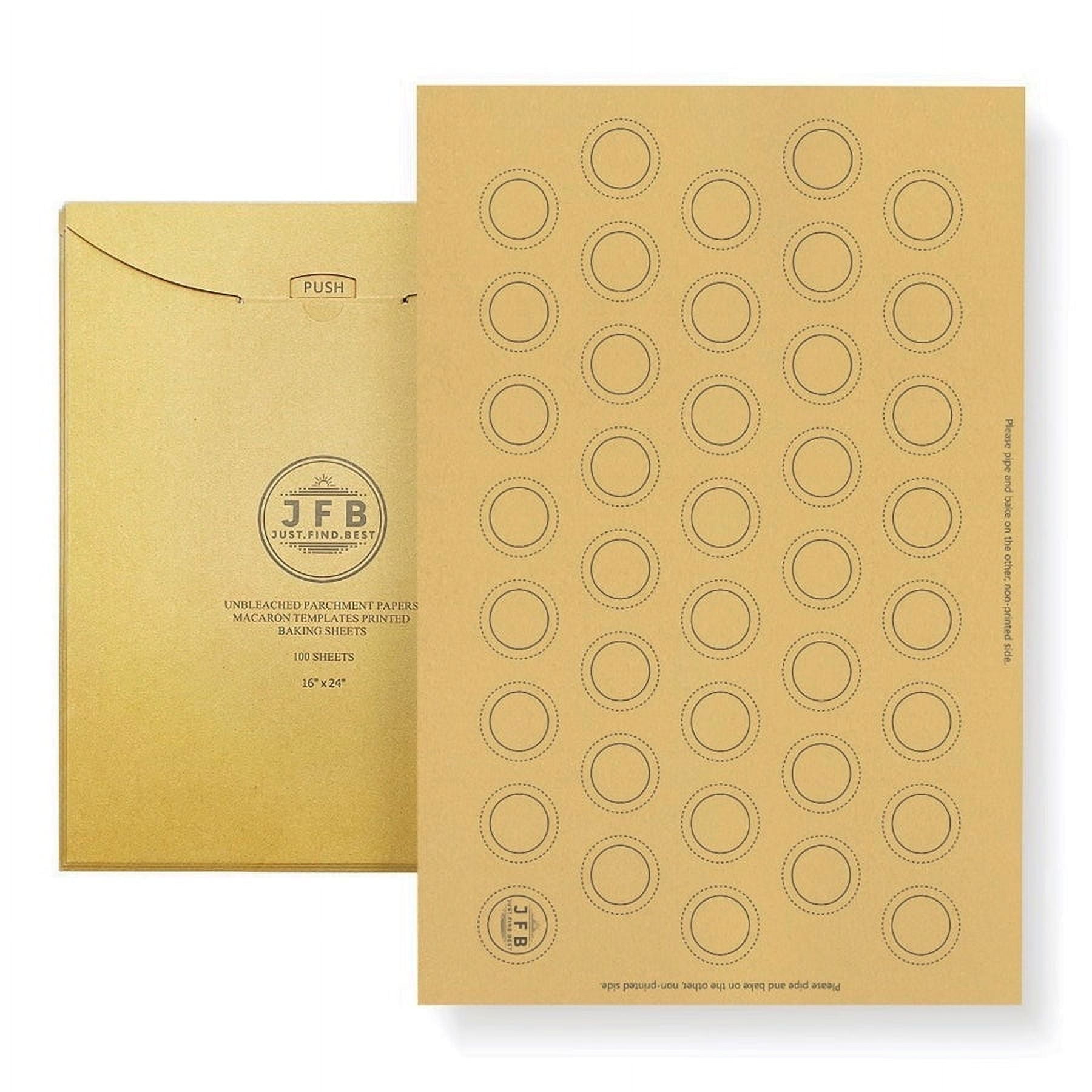 Just.Find.Best Macaron Parchment Paper Baking Sheets with Pre-Printed Templates, Pre-Cut 16"x24" - 100 Sheets