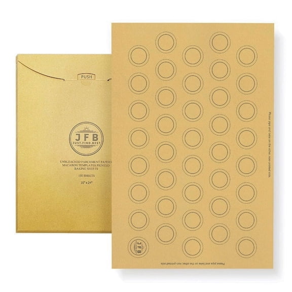 Just.Find.Best Macaron Parchment Paper Baking Sheets with Pre-Printed Templates, Pre-Cut 16"x24" - 100 Sheets