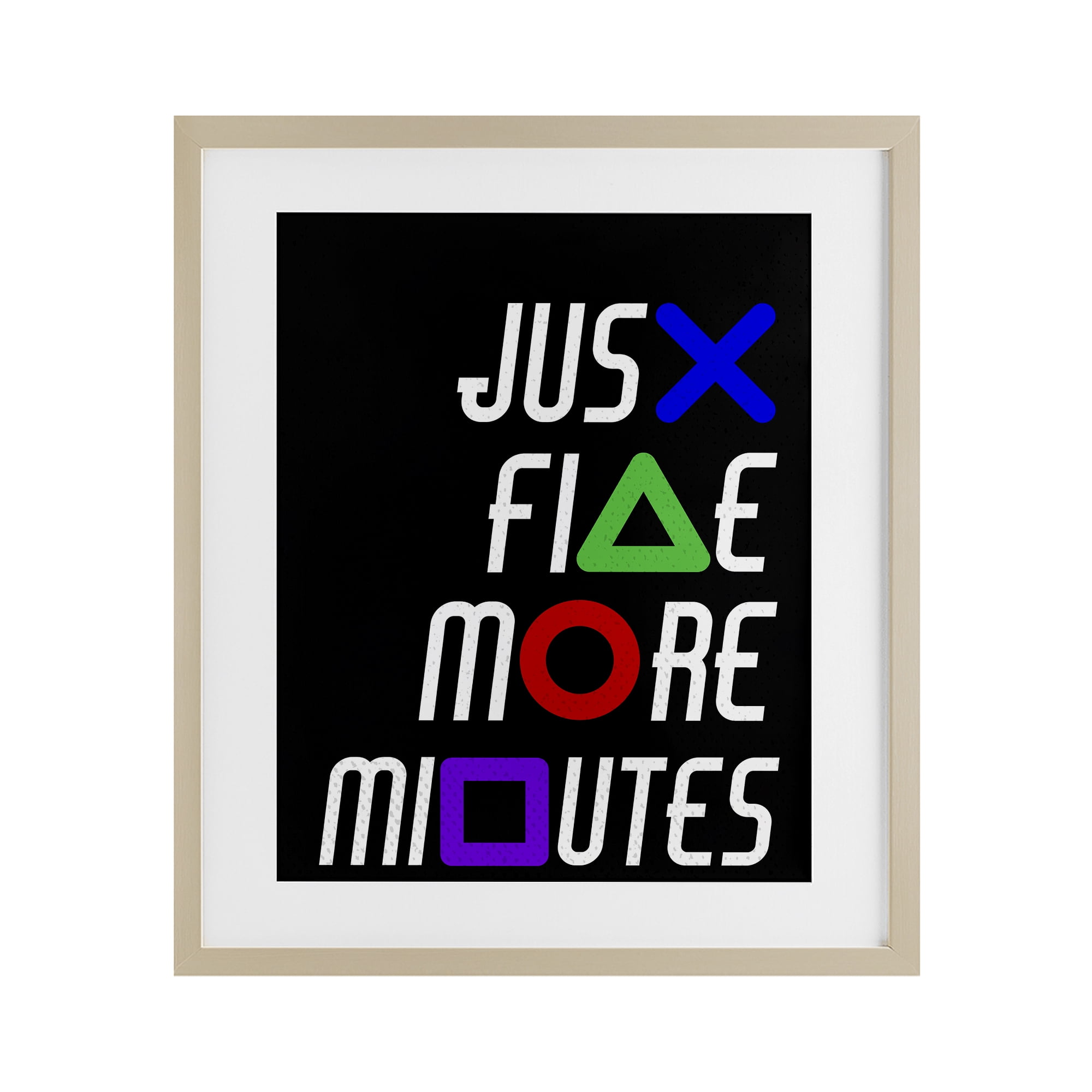 Just Five Minutes Gamer Buttons Birch Framed Print Under Glass, design by Kim Allen