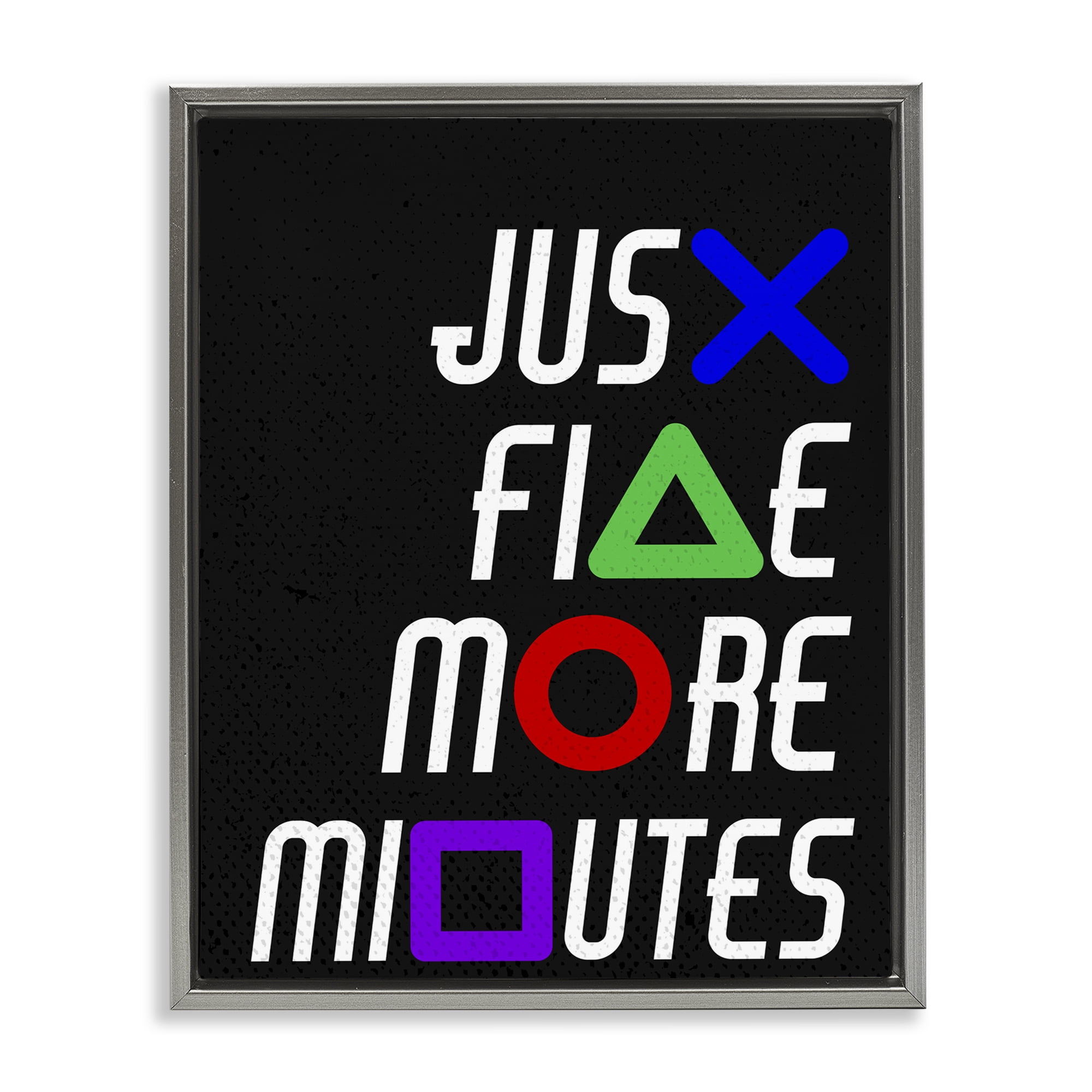 Just Five Minutes Gamer Buttons Gray Framed Floater Canvas Wall Art, design by Kim Allen