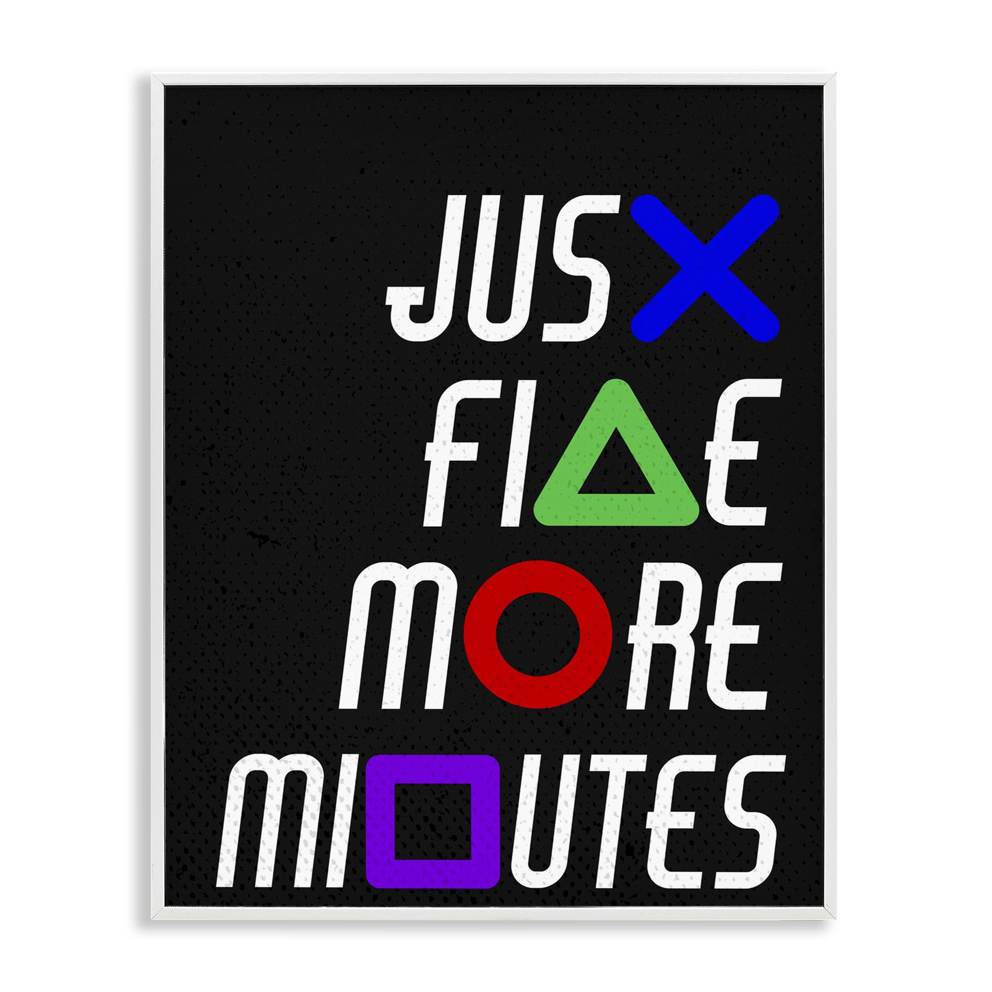 Just Five Minutes Gamer Buttons White Framed Giclee Art, design by Kim Allen