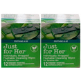 thumbnail image 1 of Just For Her SOOTHING ALOE Individually Wrapped Flushable Cleansing Wipes For Sensitive Skin Plant Based (Pack Of 2) 24 Biodegradable Flushable Wipes, 1 of 4