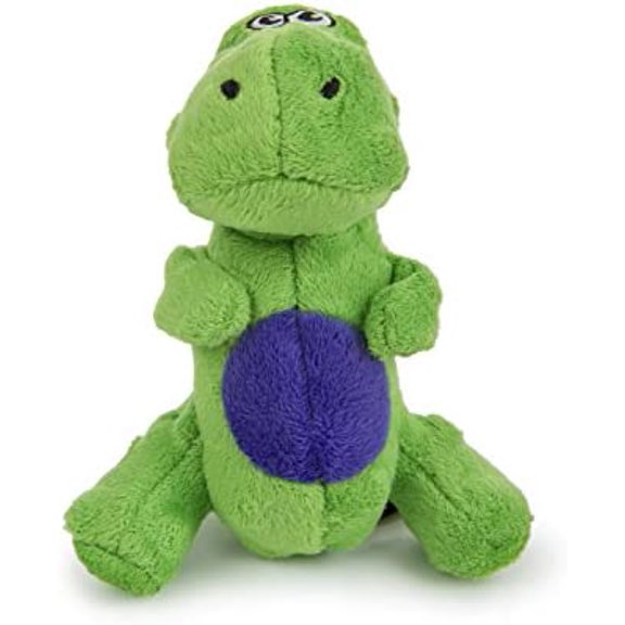 Just For Me Dinos T-Rex Squeaky Plush Dog Toy, Chew Guard Technology - Green, Mini
