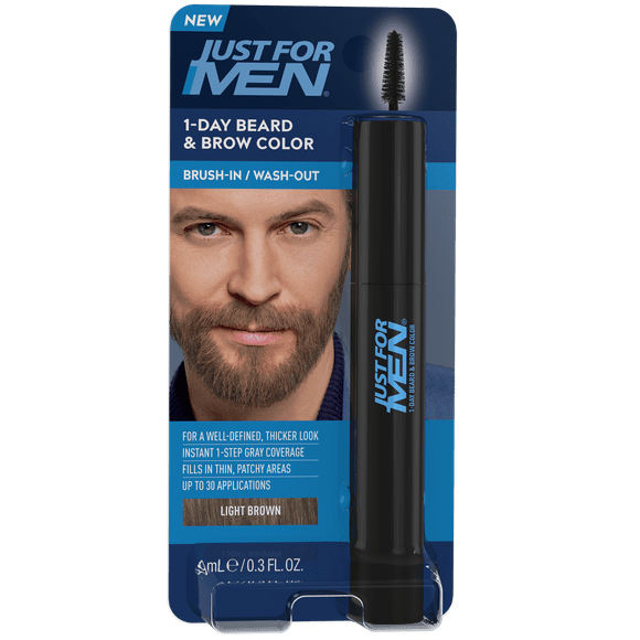 Just For Men 1-Day Beard & Brow Color Brush-In/Wash-Out, Light Brown