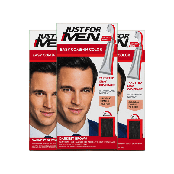 Just For Men Autostop Hair Color, Darkest Brown, 2.5 oz 3 Pack