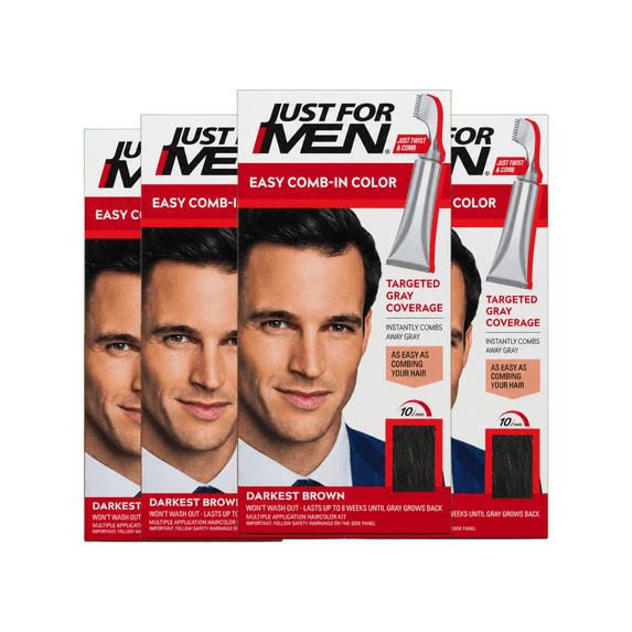 Just For Men Autostop Hair Color, Darkest Brown, 2.5 oz 4 Pack