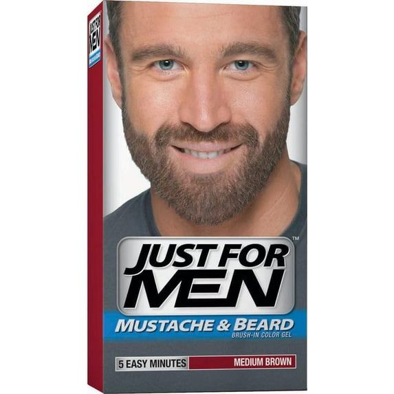 Just For Men Brush-In Color Mustache & Beard Kit, Medium Brown (Pack of 18)