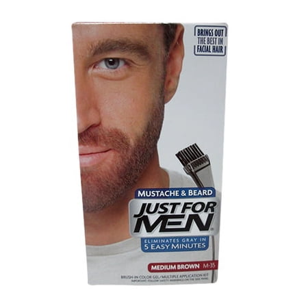 Just For Men Brush-In Mustache, Beard And Sideburns, Medium Brown, Kit, 6 Pack