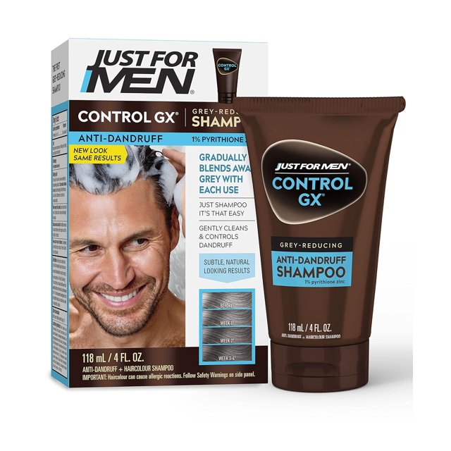 Just For Men Control GX Gradual Gray Reduction Anti-Dandruff Hair Shampoo, 4 oz