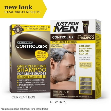 Just For Men Control GX Grey Reducing Shampoo, Gradual Hair Color with Keratin for Stronger Thicker and Healthier Hair, 4 fl oz - Pack of 3 (Packaging May Vary)