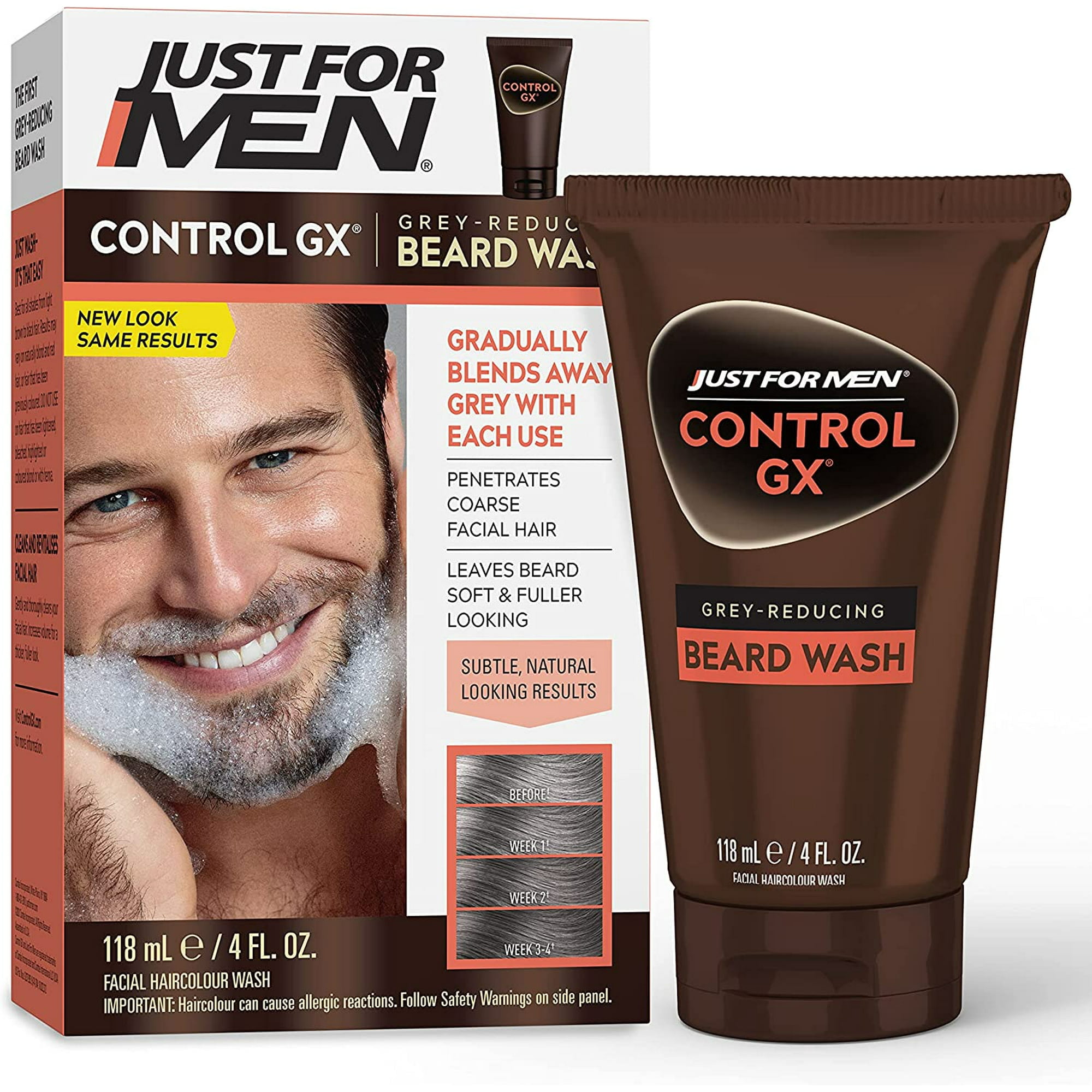 Just For Men Control GX Gradual Grey Reducing Beard Hair Wash 4 oz, 3 Pack