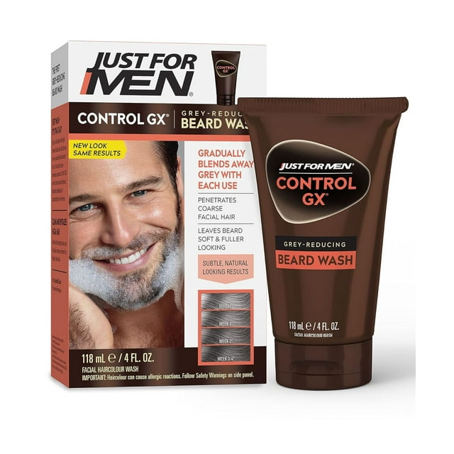 Just For Men Control GX Gradual Grey Reducing Beard Hair Wash, 4 oz