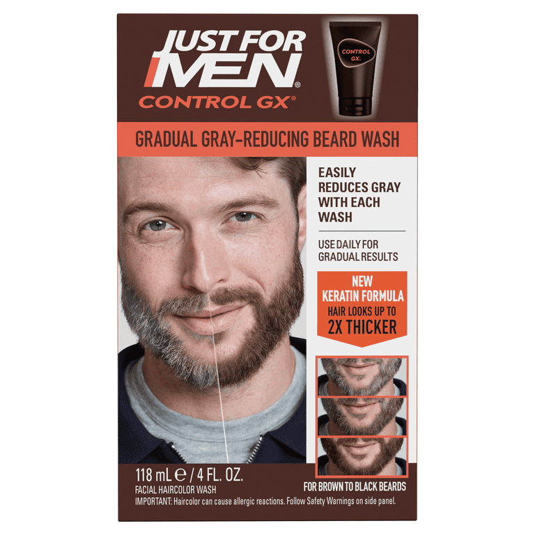 Just For Men, Beard Wash, 4 fl oz, Grey Reducing, Keratin-Enriched