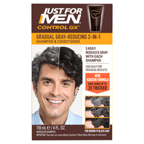Just For Men Control GX Grey Reducing Shampoo, Gradual Hair Color with Keratin for Stronger Thicker and Healthier Hair, 4 fl oz - Pack of 1 (Packaging May Vary)