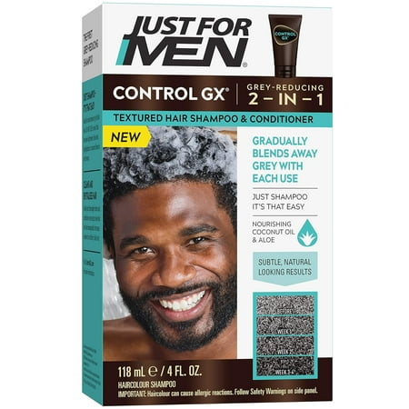 Just For Men Control GX Grey Reducing Shampoo, Gradual Hair Color with Keratin for Stronger Thicker and Healthier Hair, 4 fl oz - Pack of 1 (Packaging May Vary)