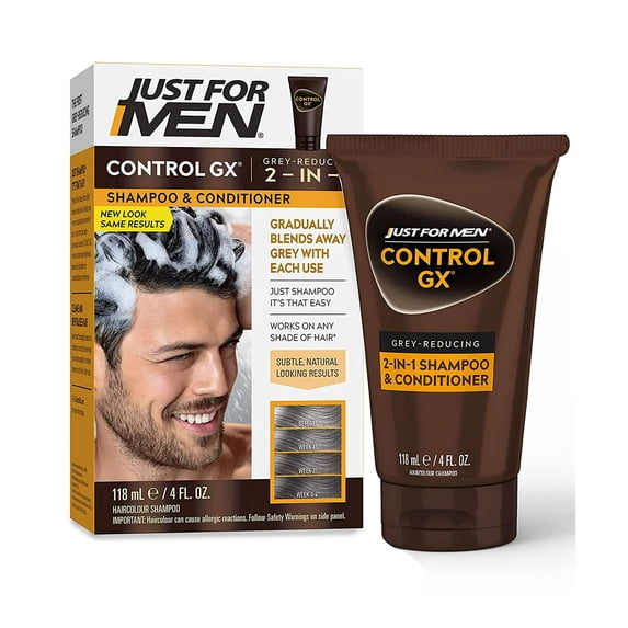 Just For Men Control Gx Grey Reducing 2In1 Shampoo and Conditioner, 4 Oz., Pack of 12