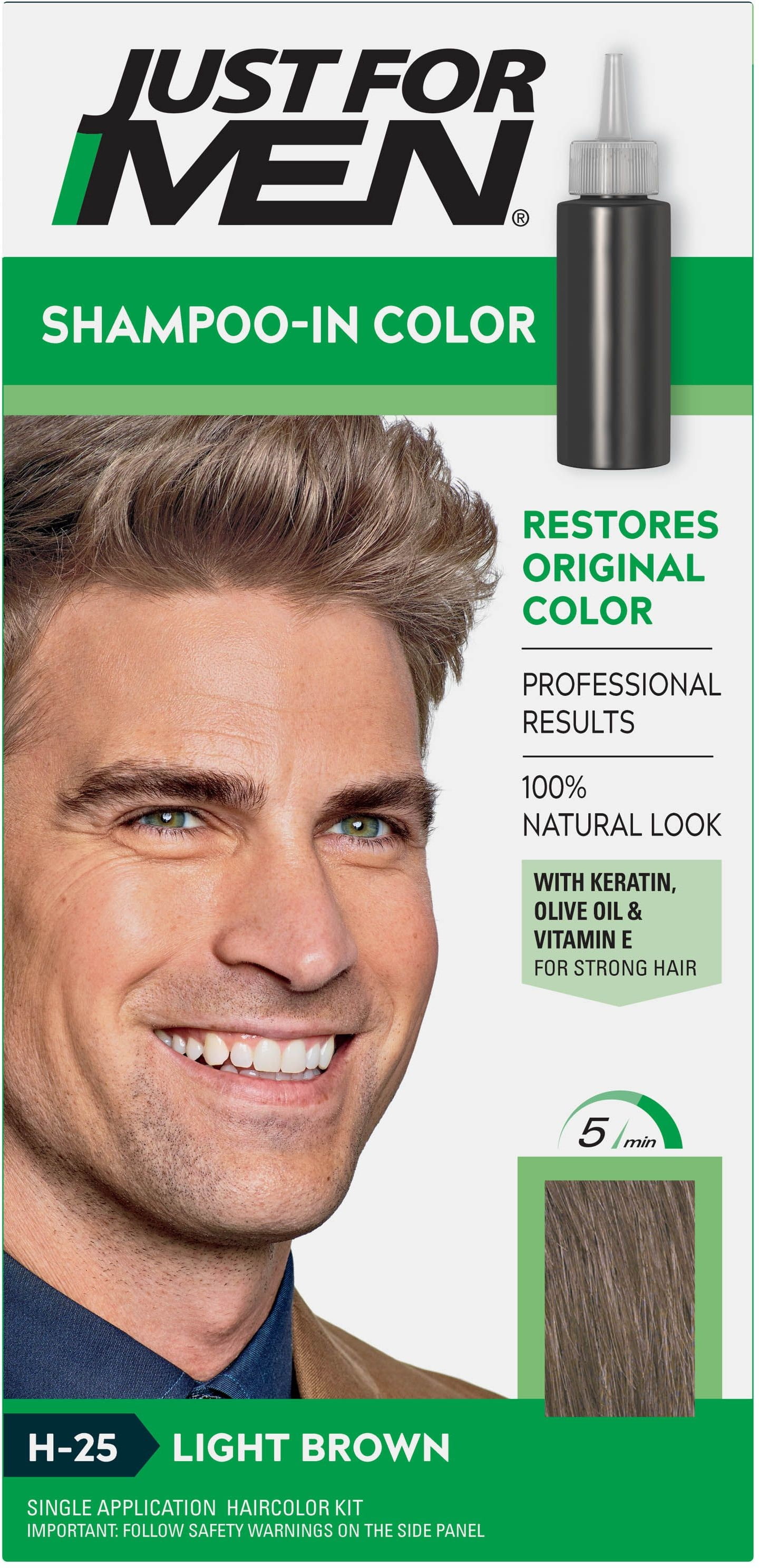 Just For Men Hair Color, H-25 Light Brown, 1 Each, 4 Pack