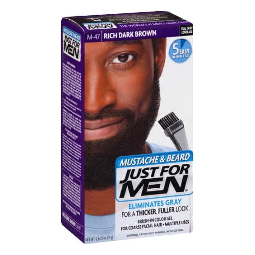 Just For Men Mustache And Beard Brush In Hair Color, M-47 Rich Dark Brown, 1 Kit, 2 Pack
