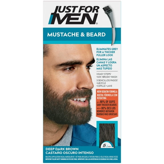 Just For Men Mustache and Beard Coloring for Gray Hair, M-46 Deep Dark Brown