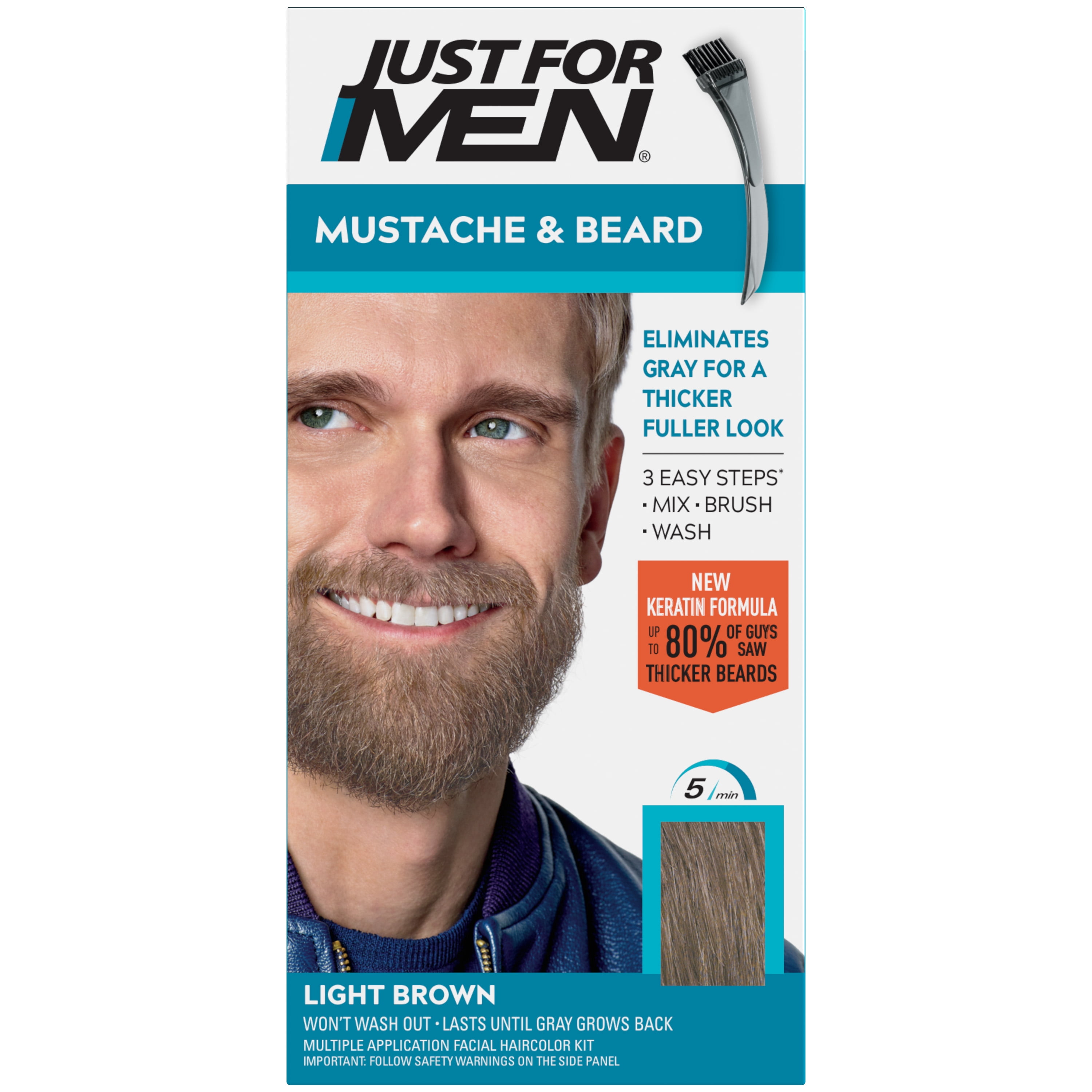 Just For Men Mustache Beard, Beard Dye for Men with Brush