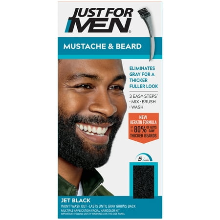 Just For Men Mustache & Beard, Beard Coloring for Gray Hair with Brush, With Keratin Biotin Aloe and Coconut Oil for Healthy Facial Hair - Jet Black, M-60, Pack of 1 (Packaging May Vary) price history and forecast - Just For Men 04906