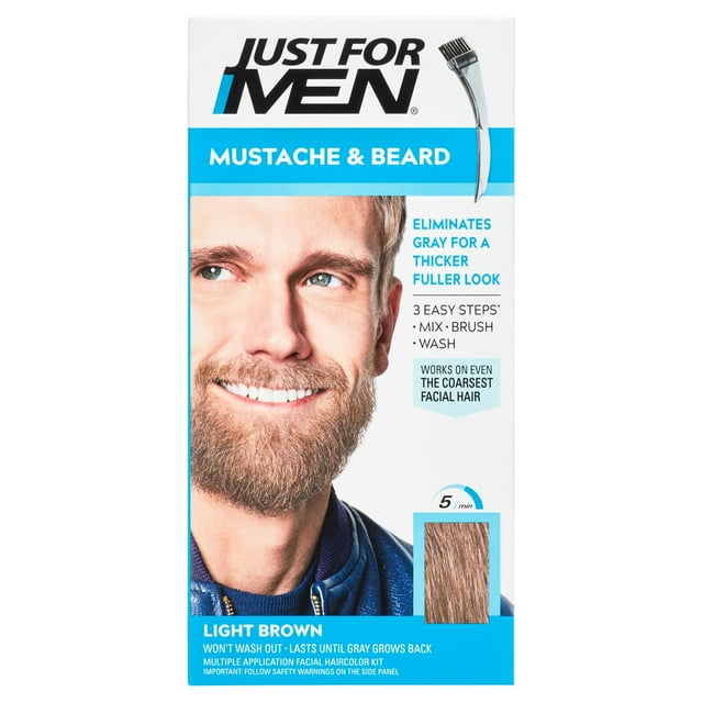 Just For Men Mustache & Beard Coloring for Gray Hair, M25 Light Brown
