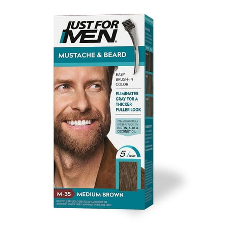 Just For Men Mustache & Beard Coloring for Gray Hair, M35 Medium Brown