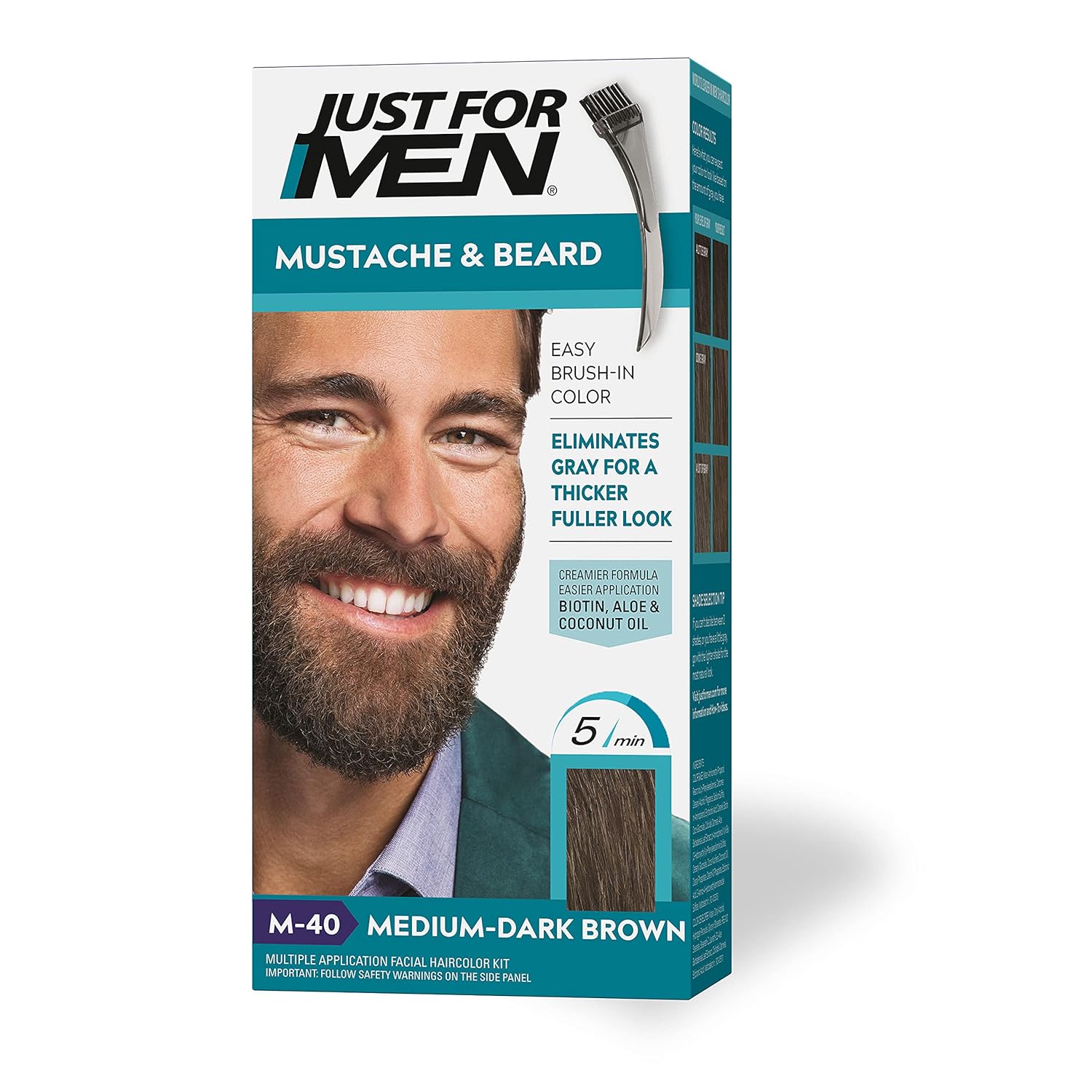 Just For Men Mustache & Beard Coloring for Gray Hair, M40 Medium Dark Brown - image 1 of 8