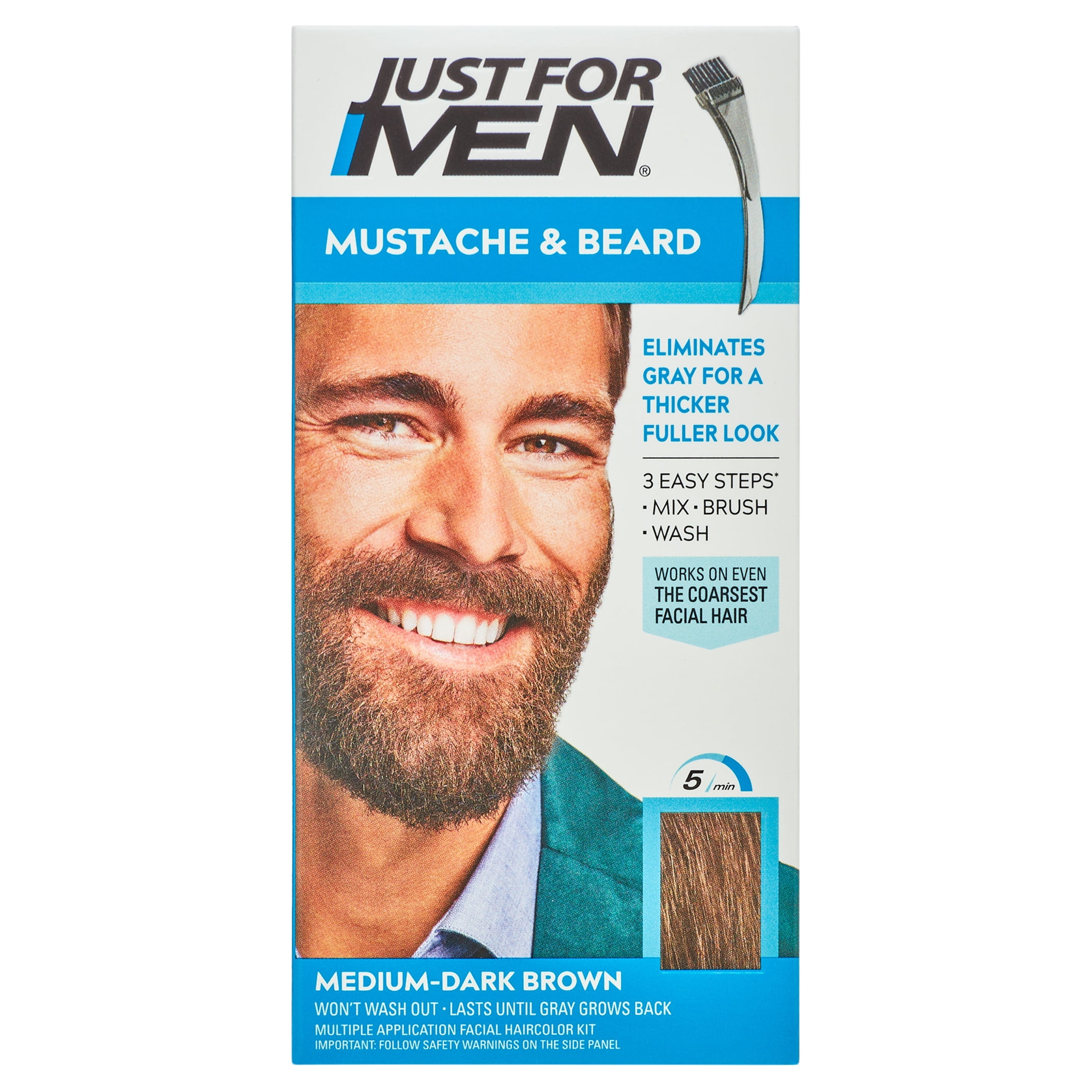 Just For Men Mustache and Beard Coloring for Gray Hair, M45 Dark Brown 
