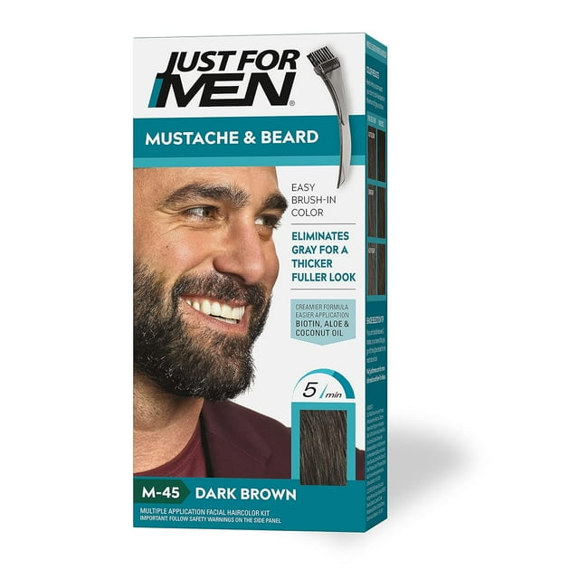 Just For Men Mustache & Beard Coloring for Gray Hair, M55 Real Black