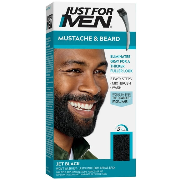 Just For Men Mustache & Beard Coloring for Gray Hair, M60 Jet Black