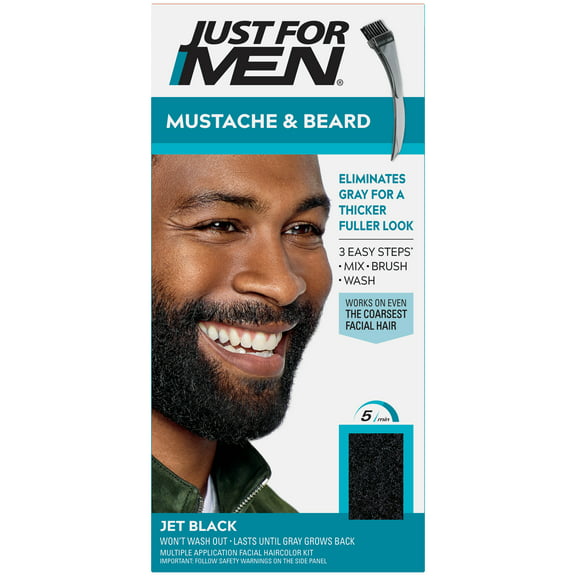 Just For Men Mustache & Beard Coloring for Gray Hair, M60 Jet Black