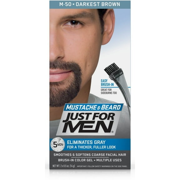 Just For Men Mustache & Beard #M-50 Darkest Brown Color Gel 2 Pack