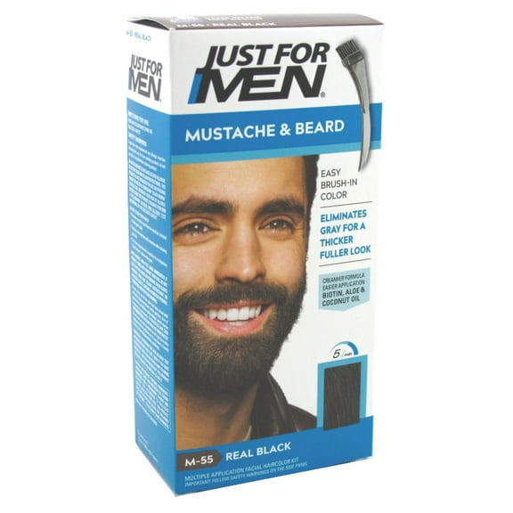 Just For Men Mustache & Beard #M-55 Real Black Color Gel (Pack of 3)