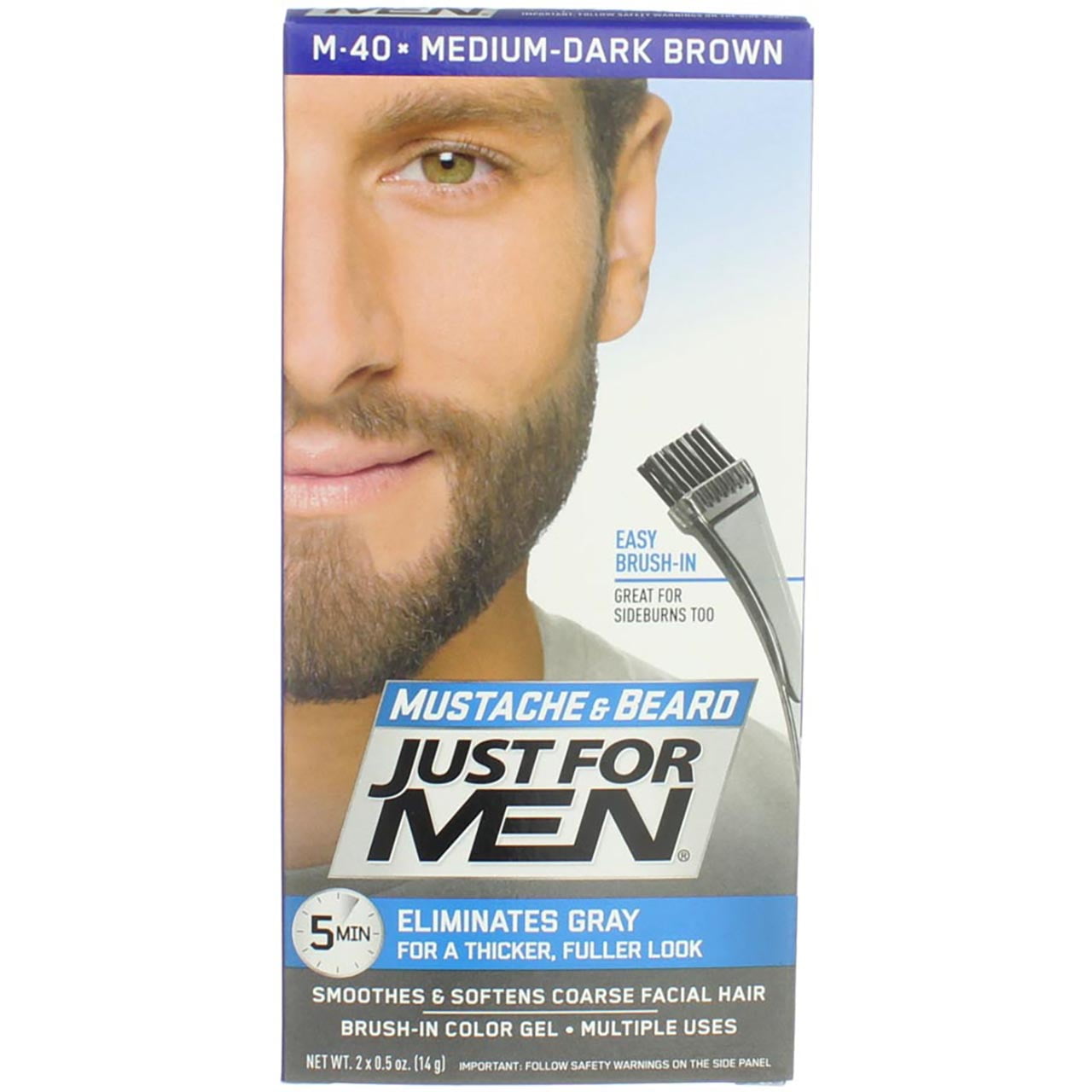 Just For Men Mustache and Beard Brush-In Color Gel, Medium Dark Brown (1 Pack)