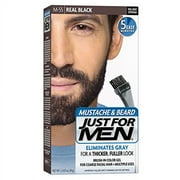 Just For Men Mustache and Beard Brush-In Color Gel, Real Black Pack of 3