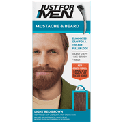 Just For Men Mustache & Beard, Beard Dye for Men with Brush Included for Easy Application, With Keratin Biotin Aloe and Coconut Oil for Healthy Facial Hair - Light Red Brown, M-27 Pack of 1