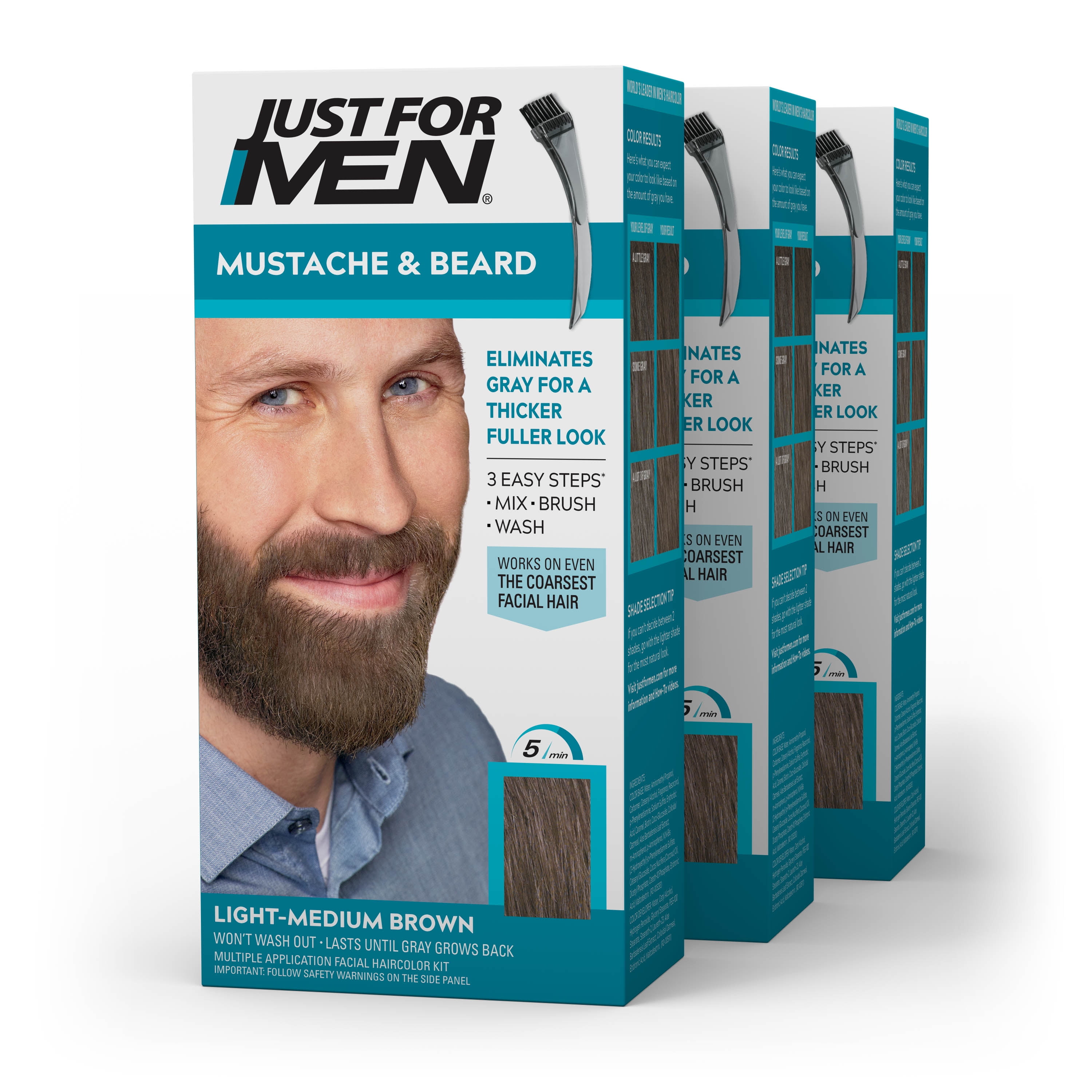 Just For Men Mustache and Beard Coloring for Gray Hair, M-27 Light Red  Brown 