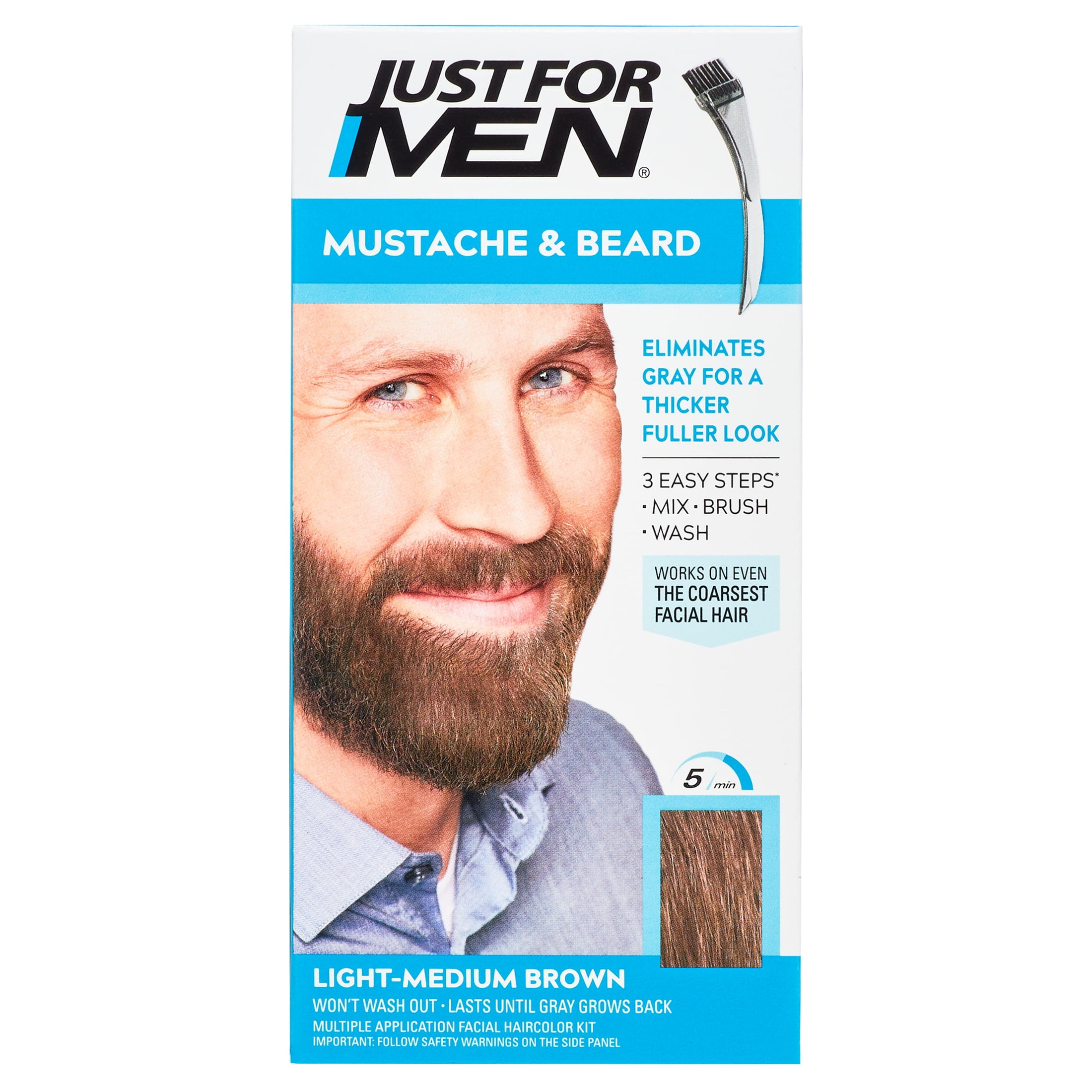 Just For Men Easy Brush-In Color, Mustache & Beard, Light-Medium Brown M-30