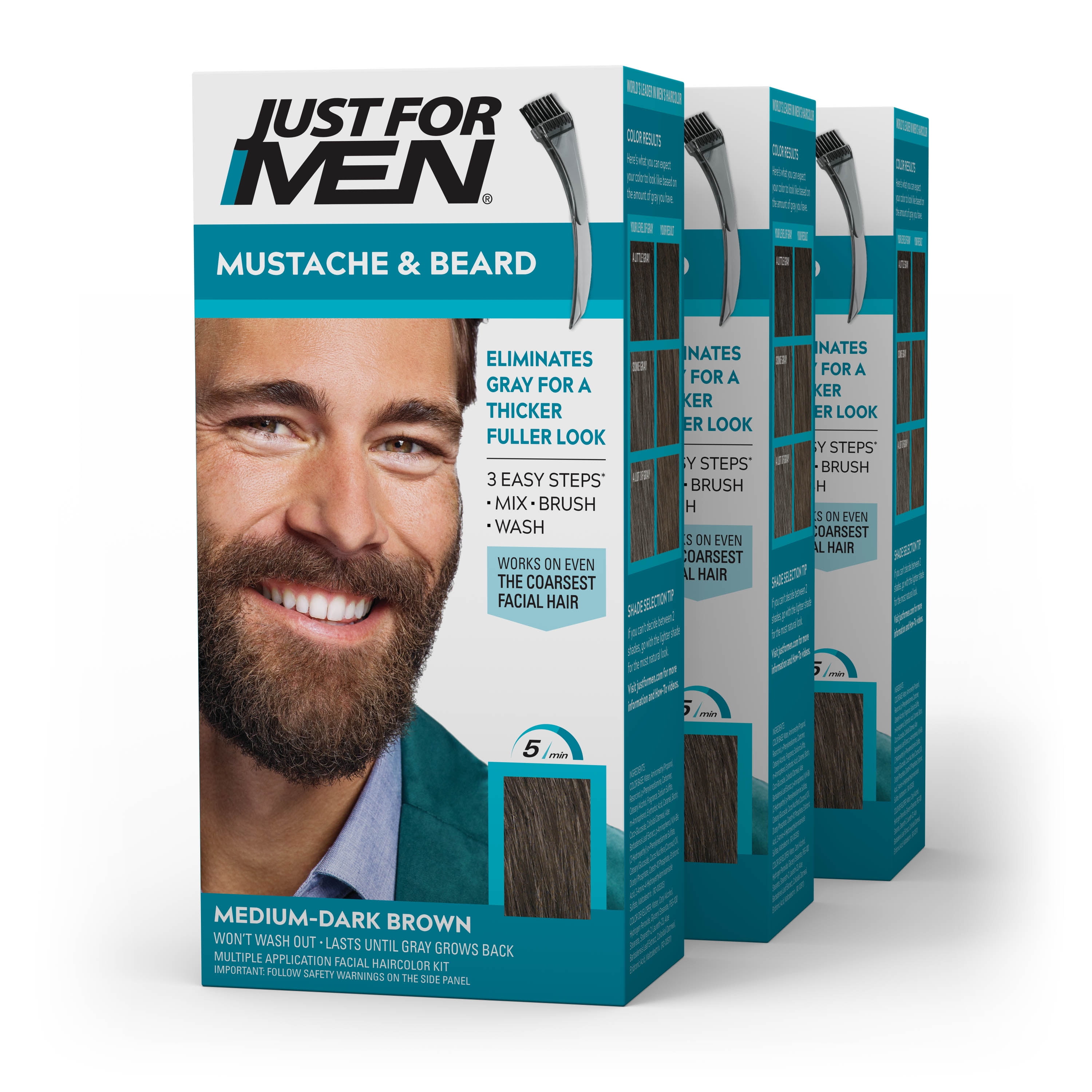 JUST FOR MEN Color Gel Mustache & Beard M-35 Medium Brown 1 ea (Pack of 7)