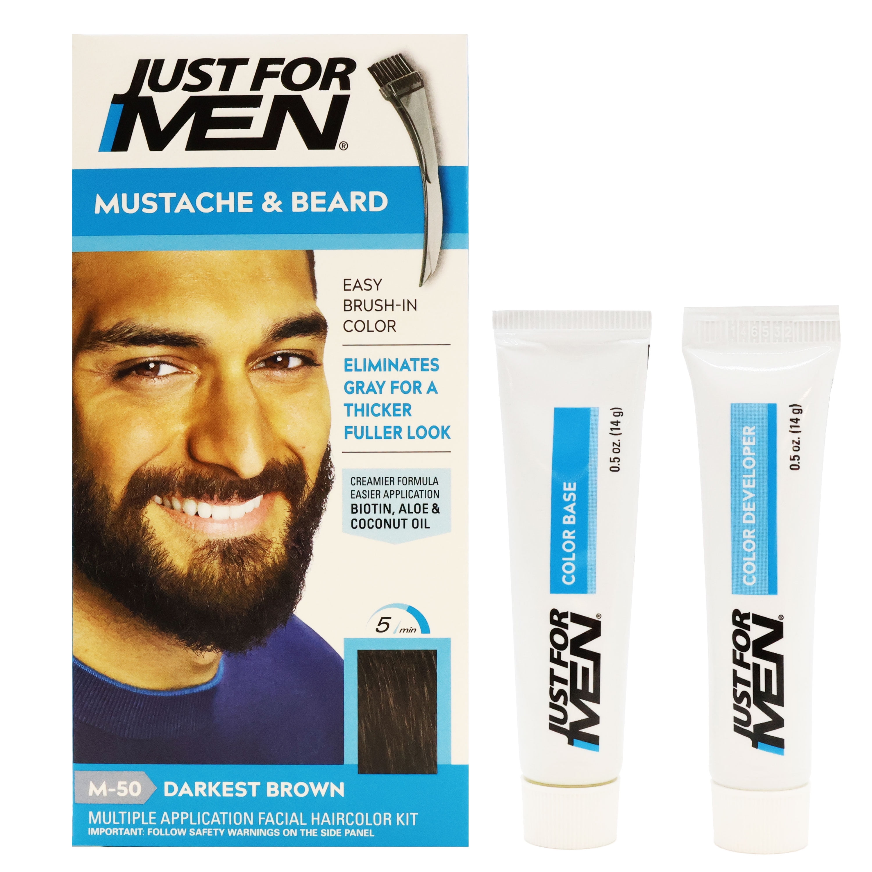 Just For Men Mustache and Beard Hair Color Darkest M-50 Brown, Pack of 2