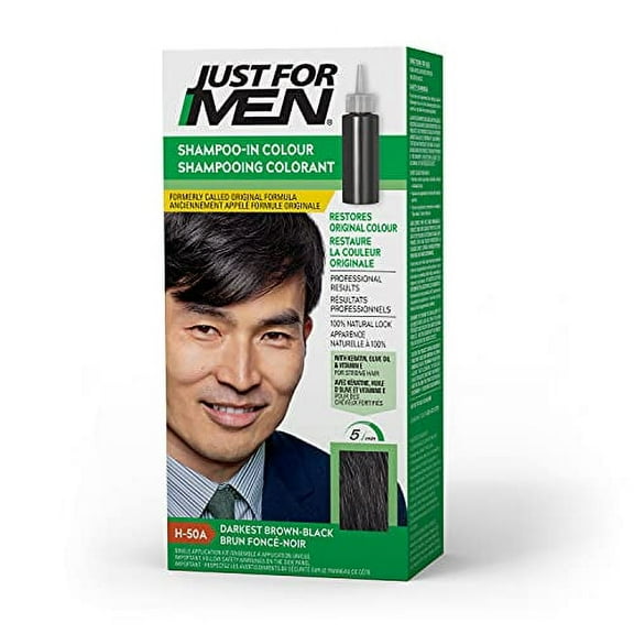 Just For Men Shampoo-In Color, Hair Coloring for Men - Darkest Brown, H-50,