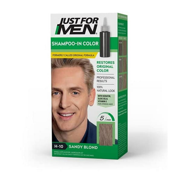 Just For Men Shampoo-In Color, Mens Hair Dye, H-10 Sandy Blond, 1 Ea, 2 Pack