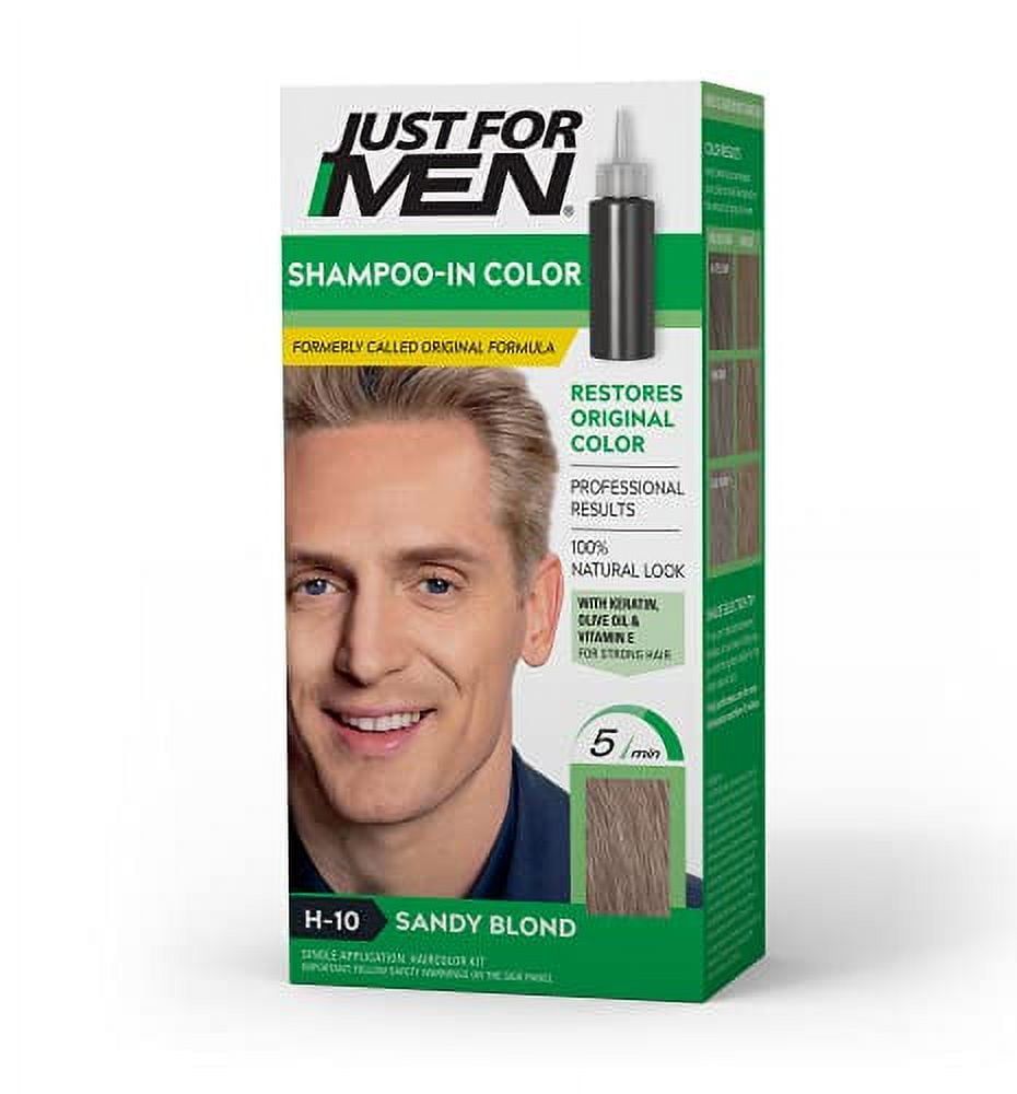 Just For Men Shampoo-In Color, Mens Hair Dye, H-10 Sandy Blond, 1 Ea, 3 Pack