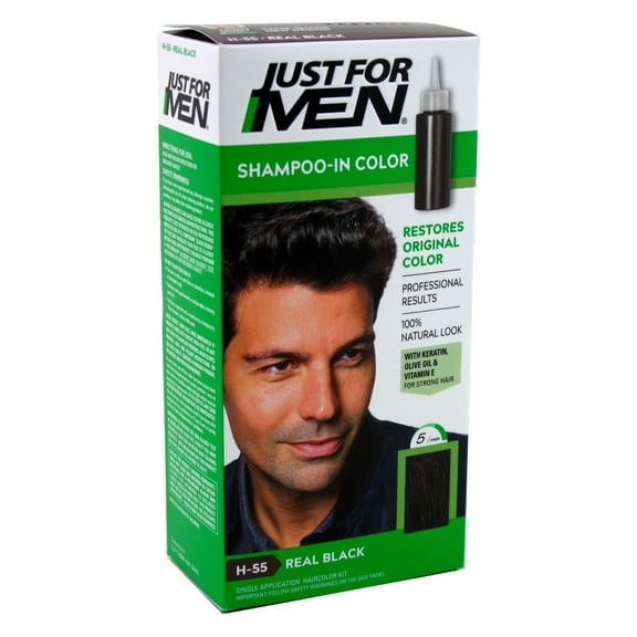 Just For Men Shampoo In #H-55 Haircolor Real Black (Pack of 2)