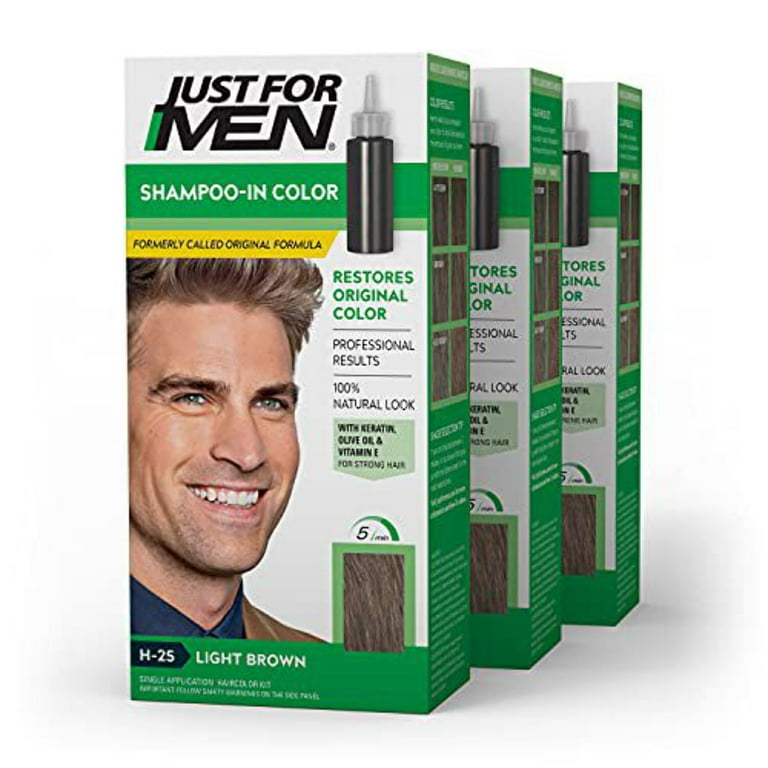 Just For Men Shampoo-in Hair Dye for Men, H-25 Light Brown, 3 Pack Just For Men Shampoo-in Hair Dye for Men, H-25 Light Brown, 3 Pack