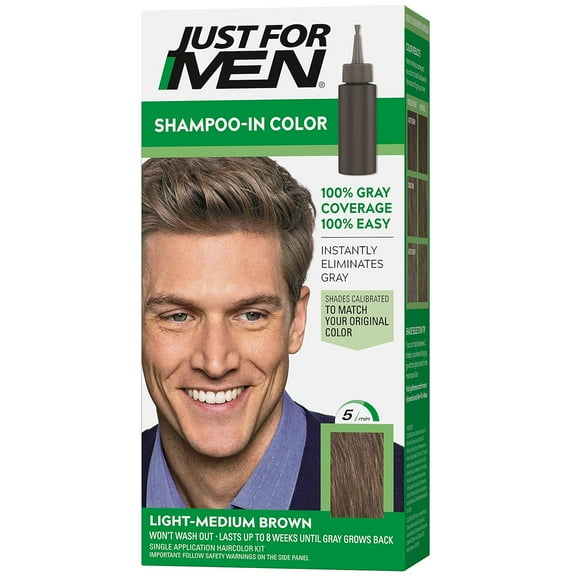 Just For Men Shampoo-in Hair Dye for Men, H-30 Light Medium Brown
