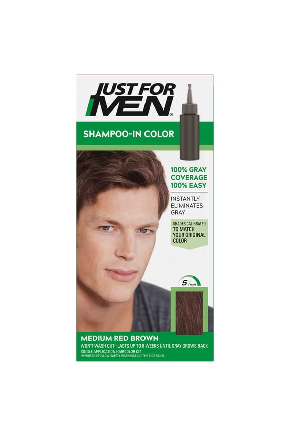 Shampoo-in Hair Dye for Men, H-37 Medium Red Brown