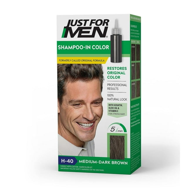 Just For Men Shampoo-in Hair Dye for Men, H-40 Medium Dark Brown