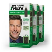 Just For Men Shampoo-in Hair Dye for Men, H-45 Dark Brown, 3 Pack